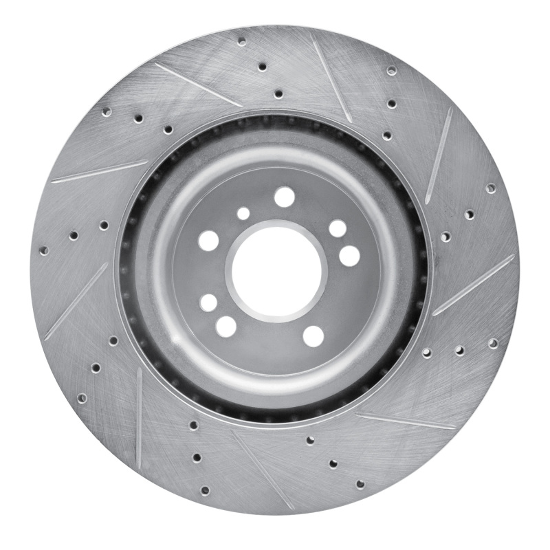Mercedes-Benz GL350 Brake Rotor (1) - Front Left - R1 Concepts - Drilled & Slotted - Silver - `13-`19